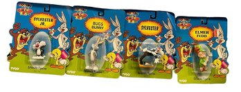 Tyco Looney Tunes Collectible Figurines,3': Bugs Bunny, Elmer Fudd, Sylvester, Sylvester Jr, In Packages (8x9)