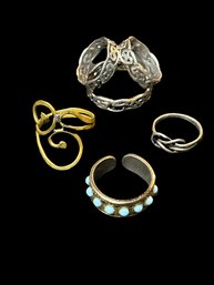 Assortment Of Rings- Lightweight Gold & Silver Colored Rings, One Stamped STER