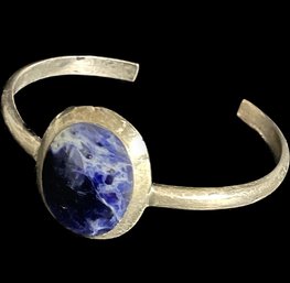 Silver Bracelet With Blue Gemstone. Marked Mexico, 925.