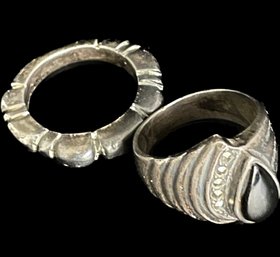 Silver Rings. One Marked Mexico, 525. Gemstones.