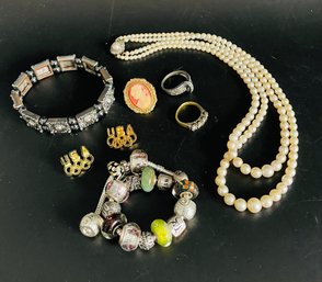 Bracelet, Rings, Necklace, Cameo And Olympic Pins