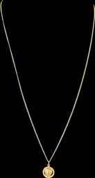 14K Long Gold Chain With Leaf Pendant
