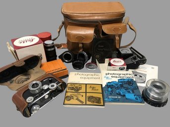 Vintage Photography Equipment- Camera, Lenses, Exposure Meters, Timers And Tripod Plus Cases