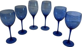 6 PcsBlue Wine Glasses: 2- 9, 4- 8