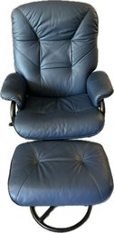 Blue Leather Chair 39x30