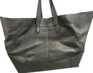 Black Leather Shoulderbag / Handbag - 17-28Lx9Wx15H