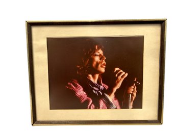 Mick Jagger Framed Photograph, Some Water Damage On Back- 19x15