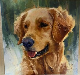 Golden Retriever Print Of A Painting With Artists Signature (37x2x37)