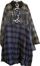 Trio Of Mens Plaid Styled Button Up Long Sleeve Shirts From High Sierra And Basic Editions- All Size 2X/All L