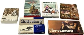 Game Lot 4: The Cities Game, Gettysburg, The Cattlemen, Jolly Roger, Money Card, Machiavelli