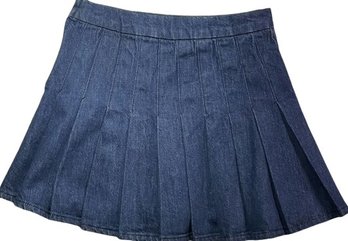 FRAME. Size 25. Side Zipper, Dark Blue, 100 Cotton. Ladies Designer Pleaded Jeans Skirt.