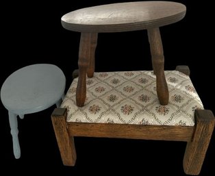 Trio Of Footstools- Largest Is 17Lx12Wx9T