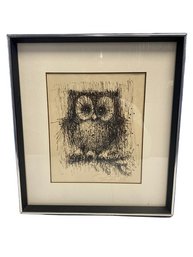 Color Serigraph Owl Signed By Hinte (18x20)