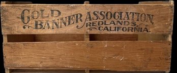 Gold Banner Association M, Redlands California Wooden Crate- 26Wx12Dx12T