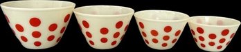 Fire King Polka-dot Oven Ware Bowl Set- Largest Is 9.5Wx6T, Smallest Is 6.5Wx4T
