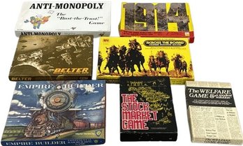 Game Lot 5: Anti-monopoly, 1914, Belter, Across The Board, Empire Builder, The Stock Market Game