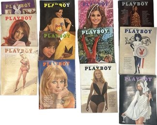 (12) Vintage Playboy Magazine 1968 Collection