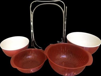 Red Plastic Strainer Bowls, Extending Sink Strainer
