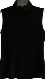 Theory Sleeveless Turtleneck, Black, Size Petite, Imported Silky-like Fabric