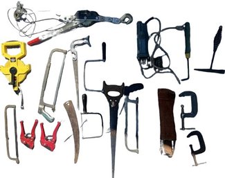 Tool Set Including C Clamps, Grinder, Hand Saws, Cable Puller, Measuring Tape And More!