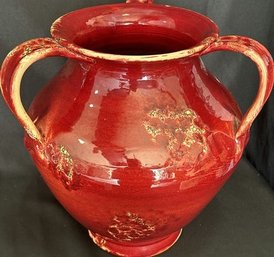 Red Ceramic Vase Stamped Tuscany Italy - 12' Height