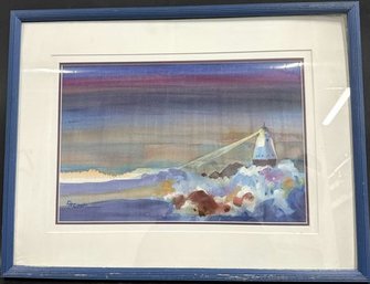 Framed Stormy Weather Original Watercolor By Carol Cook - 26x19in