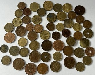 Coins: 10 Cents, 500 Brasil Coins, One Cent Canada, Half Penny 1960 And More