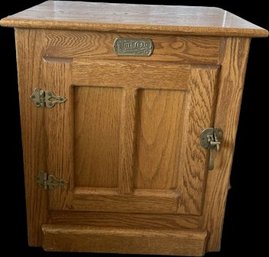White Clad Registered Simmons Hardware Co Oak Ice Box Style Cabinet- 22Wx16.5Dx24T