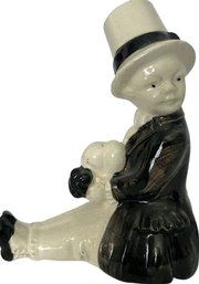 Hand Painted Vintage Ceramic Black And White Bookend 6' Tall