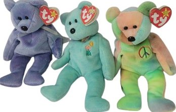 Ty Beanie Baby Lot Of 3 , Peace, Ariel, And Clubby II