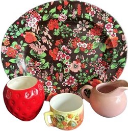 Strawberry And Floral Servingware