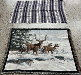 1992 Balkel Deer Tapestry And Native Themed Yoga Mat  Deer 65Lx51W  Purple 72Lx51W