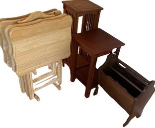 Wood TV Trays And Stackable Small Tables