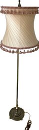 Tri-bulb Brass Lamp With Tasseled Shade- 53in Tall, Working