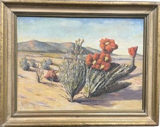 Desert Scene - Original Framed Painting On Canvas. 28x22