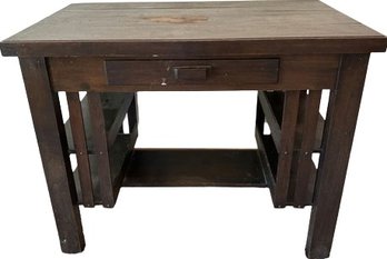 Wooden Writing Desk With Built In Side Shelving (38x30x23)