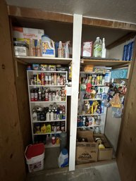 Massive Closet Of Supplies- Includes White Shelves, Cleaners, Lubricants & More!