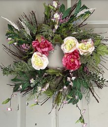 Floral Door Wreath Measures 23 Inches In Diameter