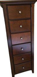 Tall Mahogany Colored Tower Chest, 6 Drawers, 61H 21W 15Dc
