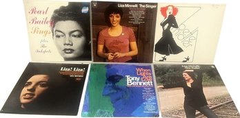 Vinyl Records By Liza Minnelli, Tony Bennet, Bette Midler And Pearl Bailey.