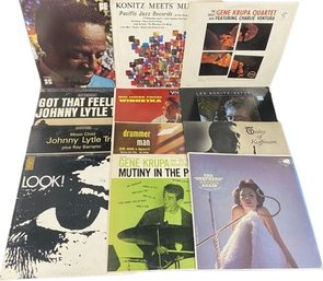 Collection Of 12 Vinyl Records Includes, Konitz, Gene Krupa, Koffman, Johnny Lytle And Many More