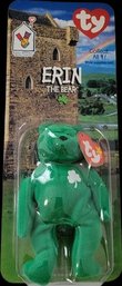 Limited Edition 1999 Erin The Bear TY Beanie Baby- Unopened In Packaging