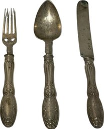 Silver Fork, Spoon And Knife Set - 8.05'H