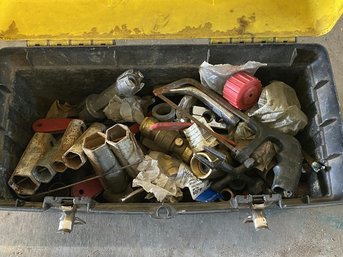 Tool Box (Brand Unknown) Full Of Welding And Pipe Fittings (Some Copper)-19x10x9