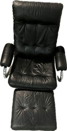 Leather Office Chair & Footrest - Chair 28Lx31Wx40H Stool 17Lx19Wx14H