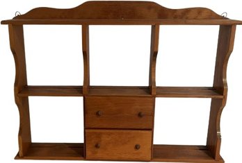 Wooden Display Shelf With Two Drawers: 25x19x4