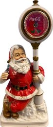 Coca Cola Porcelain Santa Claus Clock Figurine. Signed By Artist! Moves And Sings! (15.5x7x5)