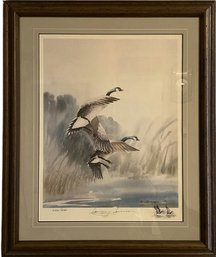 Framed Watercolor Print, Autographed By Local Colorado Artist Byron (Barney) Jensen (25x30.5)