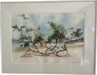 Beach Themed Original Watercolor Signed By Artist (25x19)