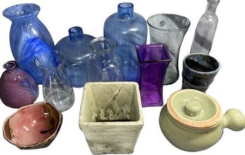 Colorful Glass And Pottery Vases - 10'